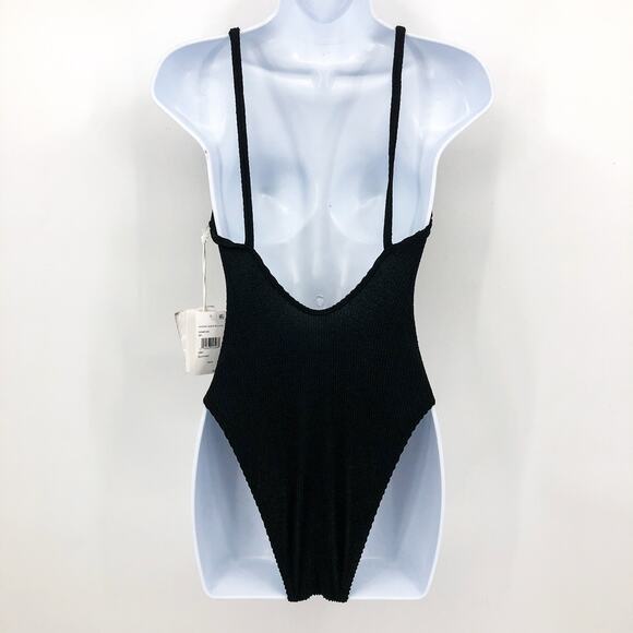 GOOD AMERICAN Always Fits One-Piece Swimsuit XXS XS Black Crinkle Rib Knit NWT - Picture 5 of 9